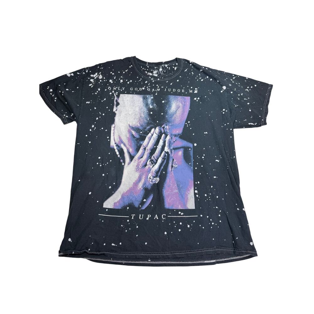 2PAC Tupac Only God Can Judge Me T Shirt XL Bleach Splatter Rap Hip Hop Tee